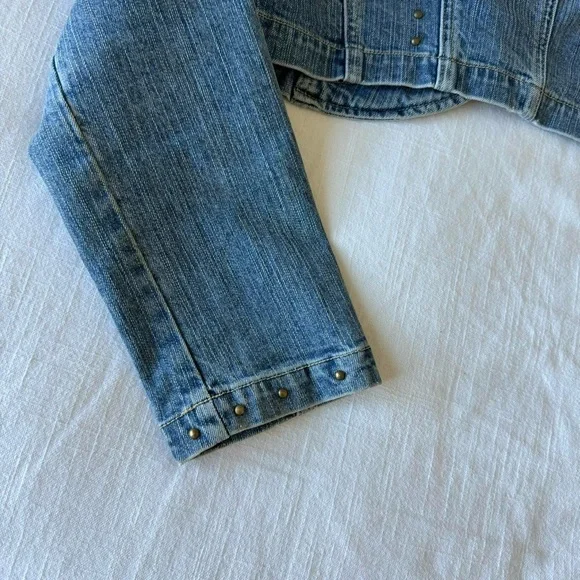 Vintage y2k embellished cropped denim jacket - Picture 6 of 7